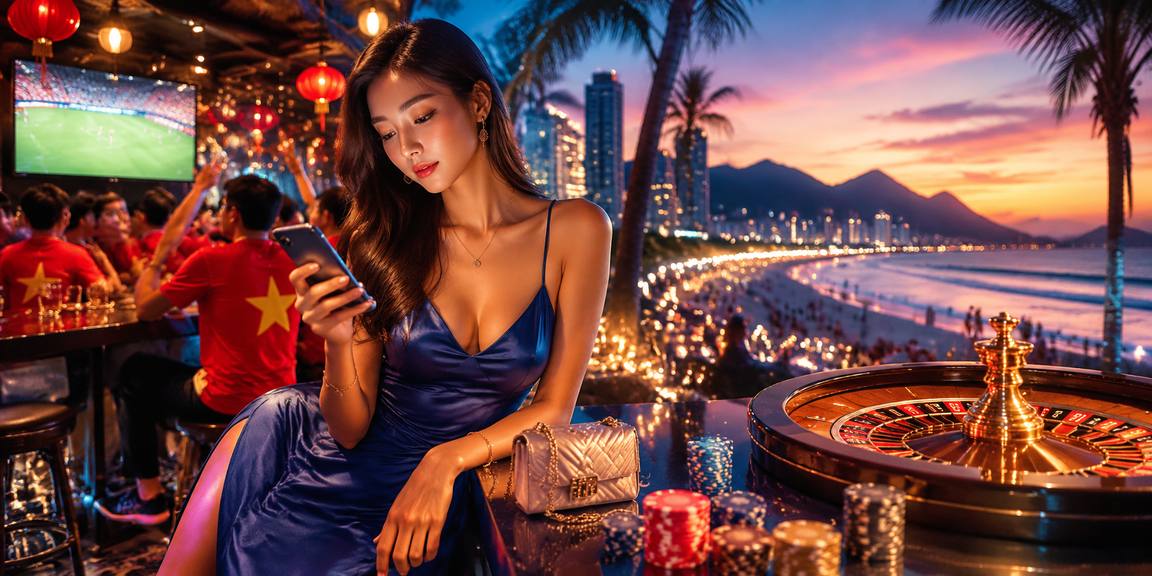 Chơi roulette trên điện thoại tại bãi biển Nha Trang