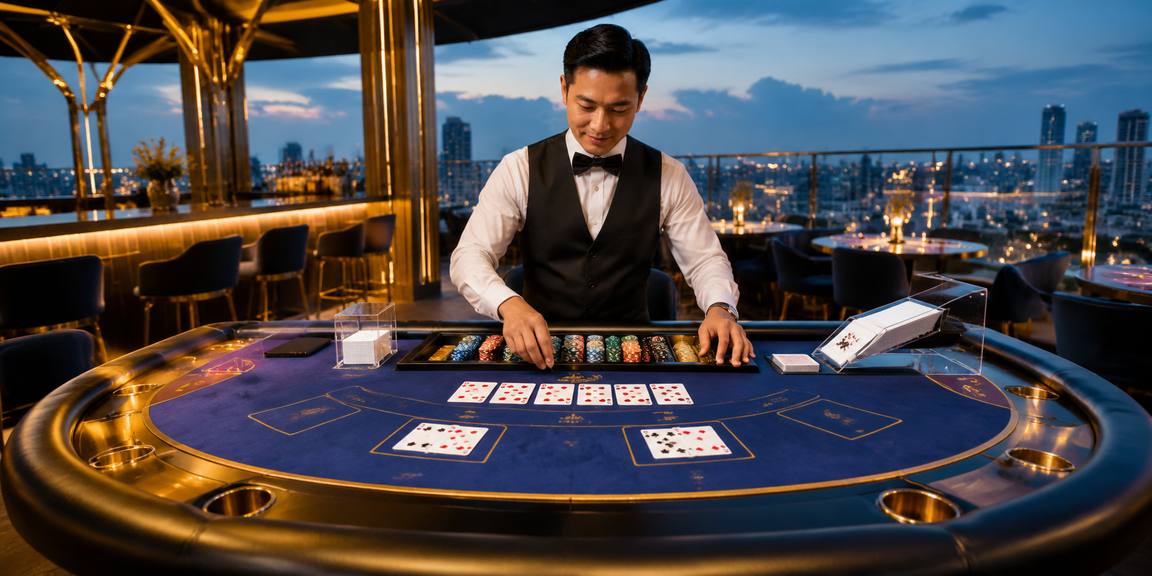 Sảnh game casino sống động với ánh đèn neon